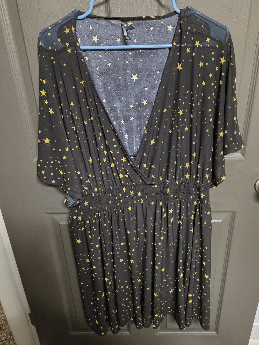 Gently-worn Torrid Plus Size 3(x) Swim Coverup Dress - Black With Gold Stars